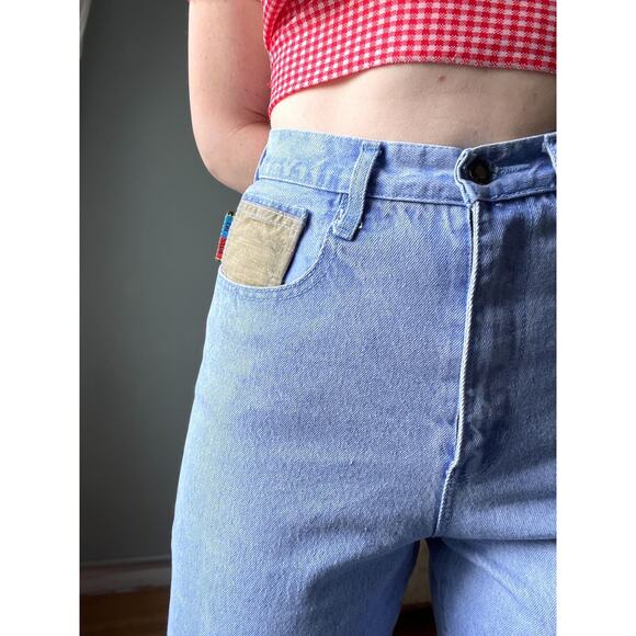 Vintage 90s Stud Jeans | High Rise Tapered Denim | Two-Tone Embroidery | 27" - Picture 5 of 10
